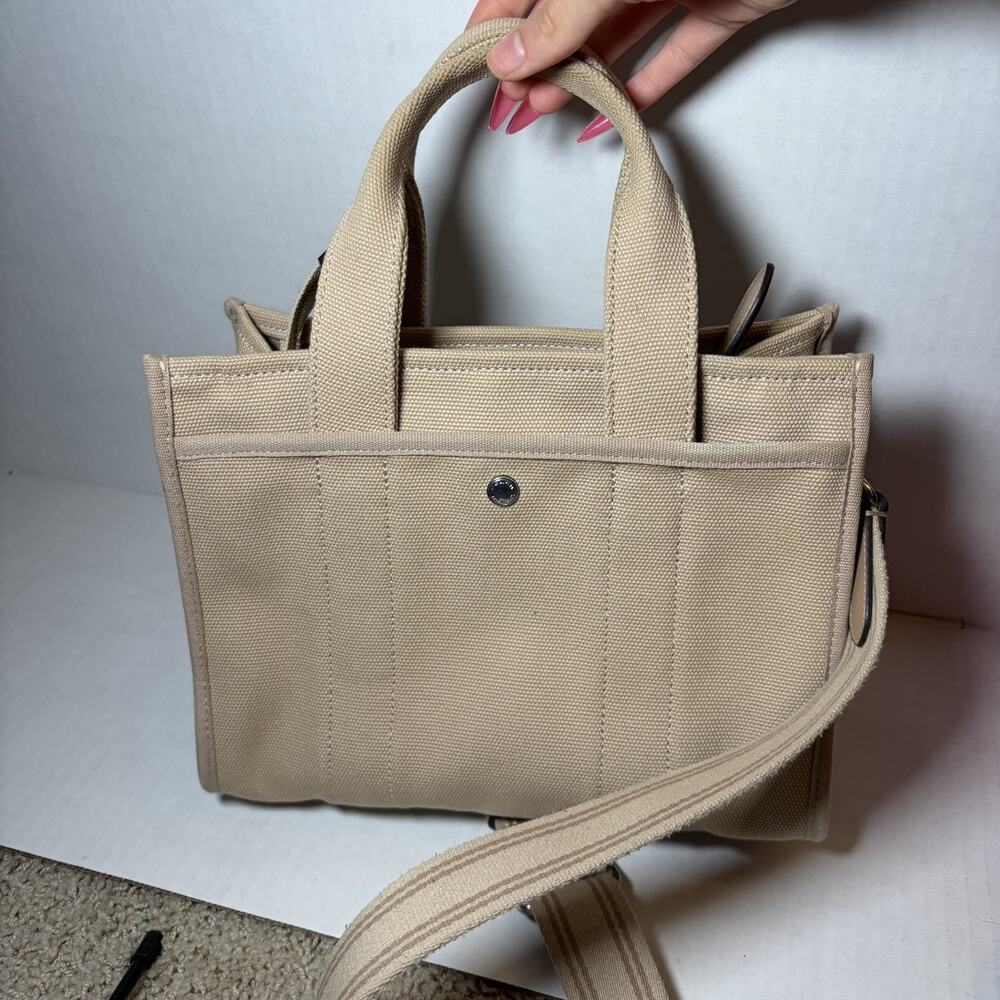COACH Cargo Canvas Tote Crossbody Bag Silver/Natural Beige - Picture 5 of 8